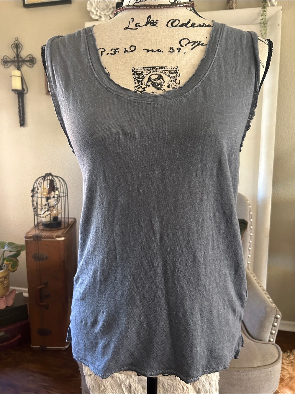 Project Social T Women's Washed Bluish-Gray Tank Top